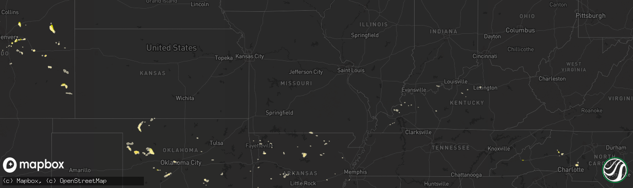 Hail map in Arkansas on August 12, 2013