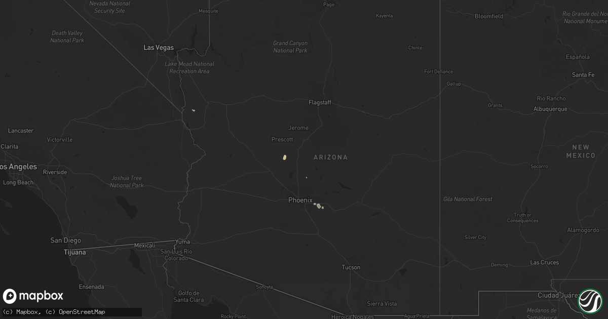 Hail map in Arizona on August 12, 2014