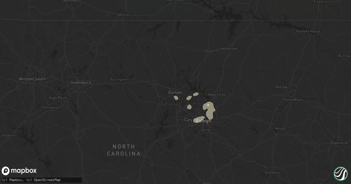 Hail map in Durham, NC on August 12, 2014