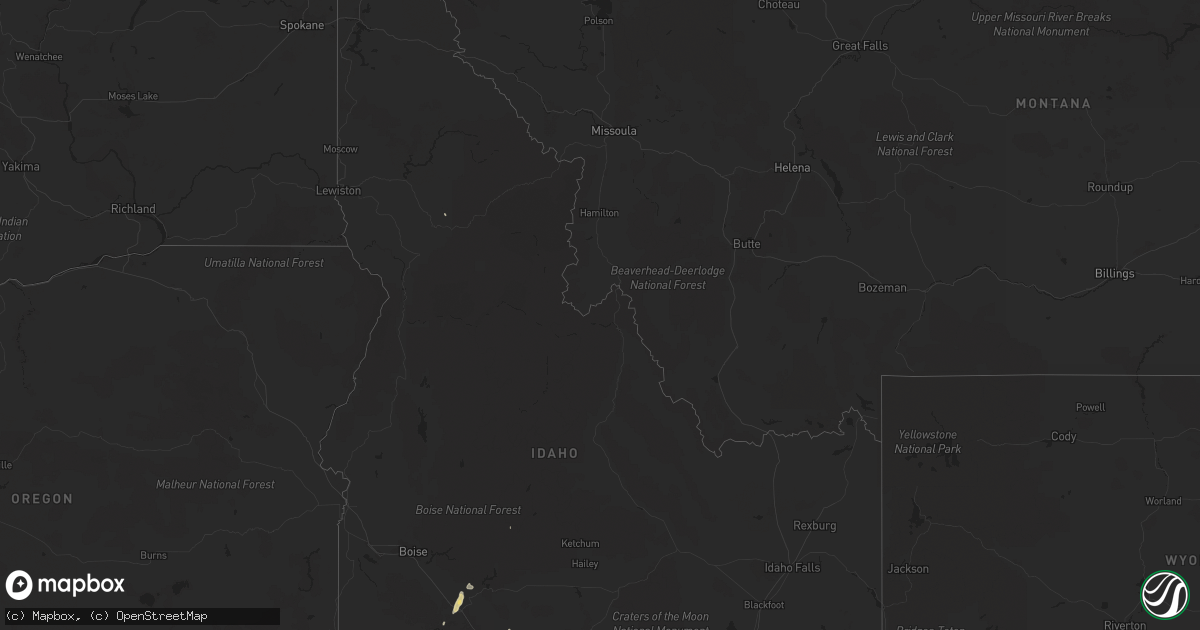 Hail map in Idaho on August 12, 2014