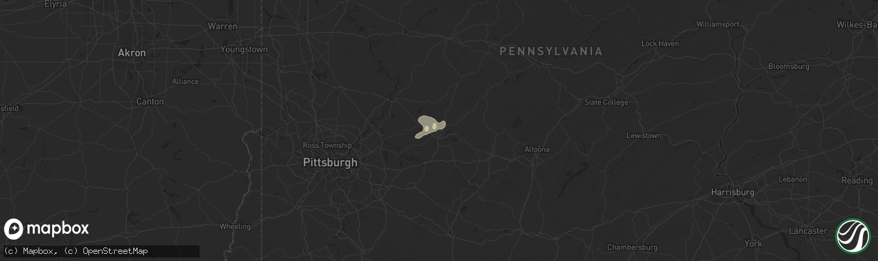 Hail map in Indiana, PA on August 12, 2014