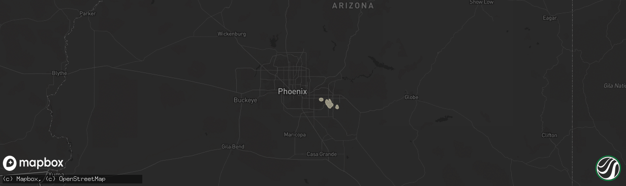 Hail map in Mesa, AZ on August 12, 2014