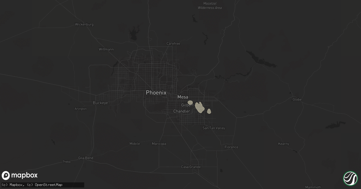 Hail map in Mesa, AZ on August 12, 2014