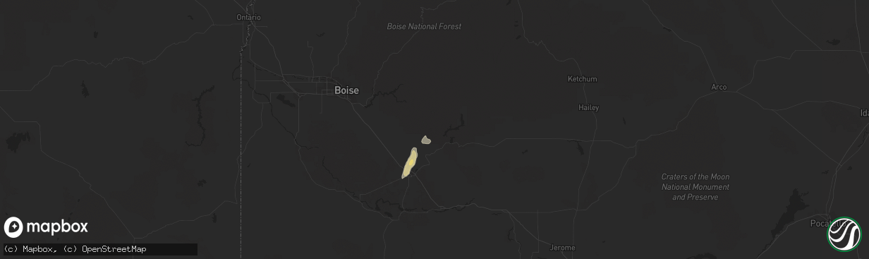 Hail map in Mountain Home, ID on August 12, 2014