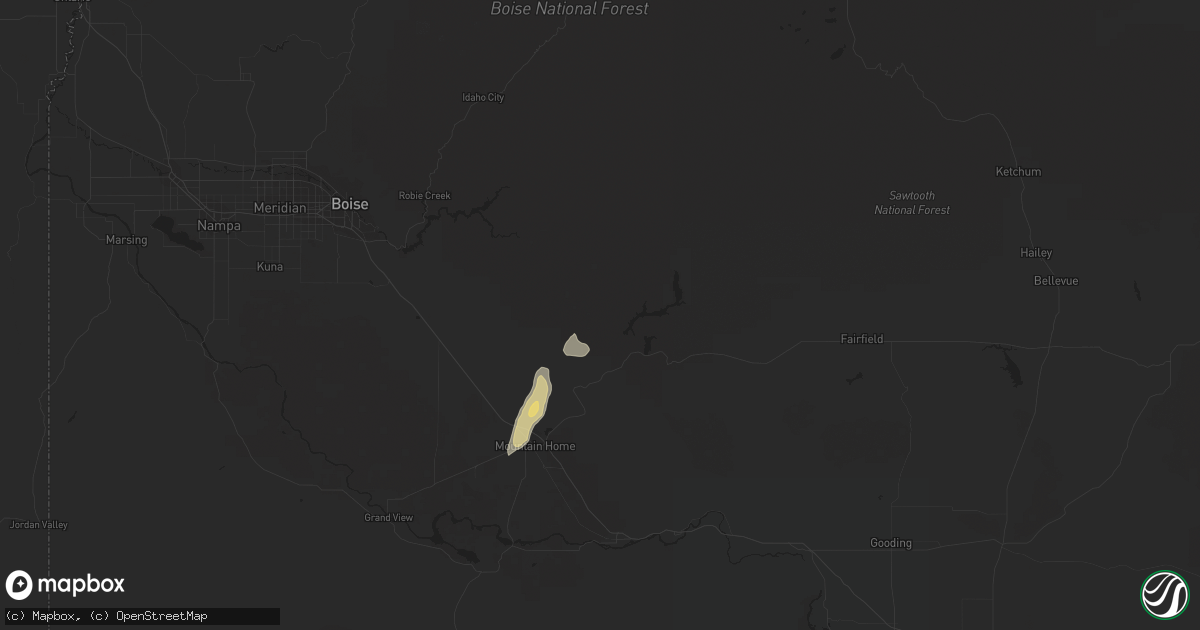 Hail map in Mountain Home, ID on August 12, 2014