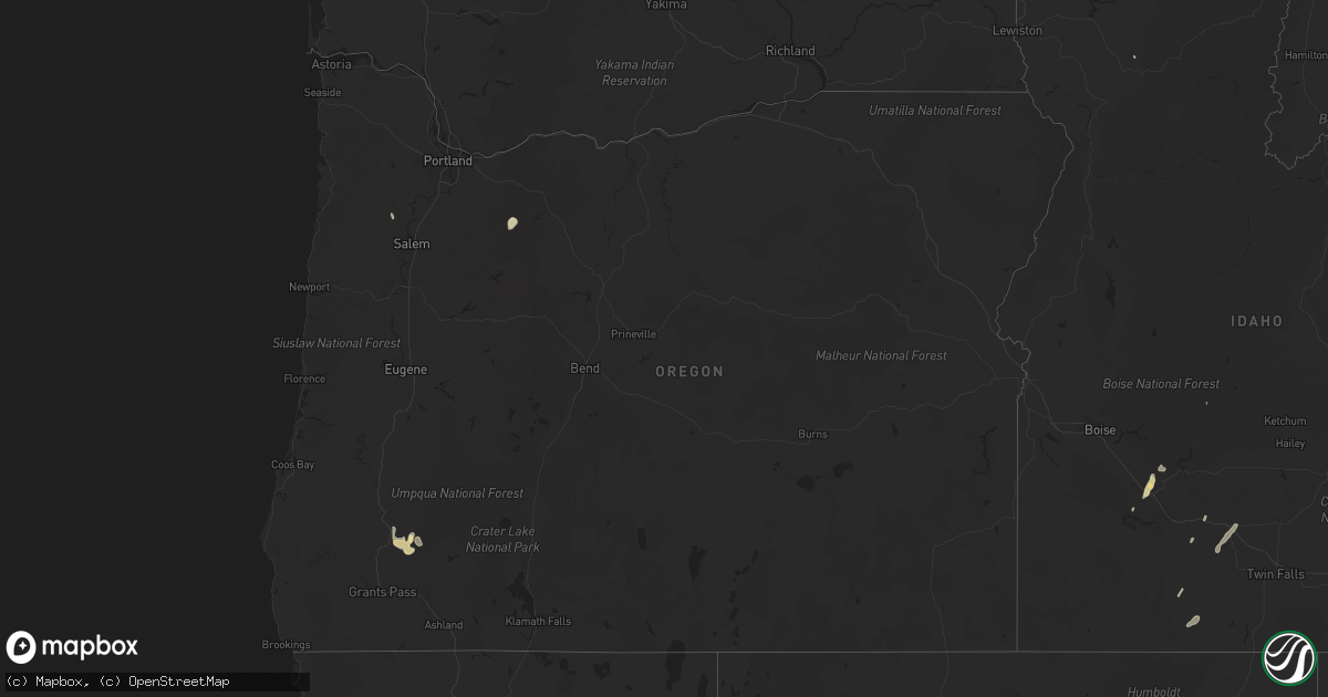 Hail map in Oregon on August 12, 2014