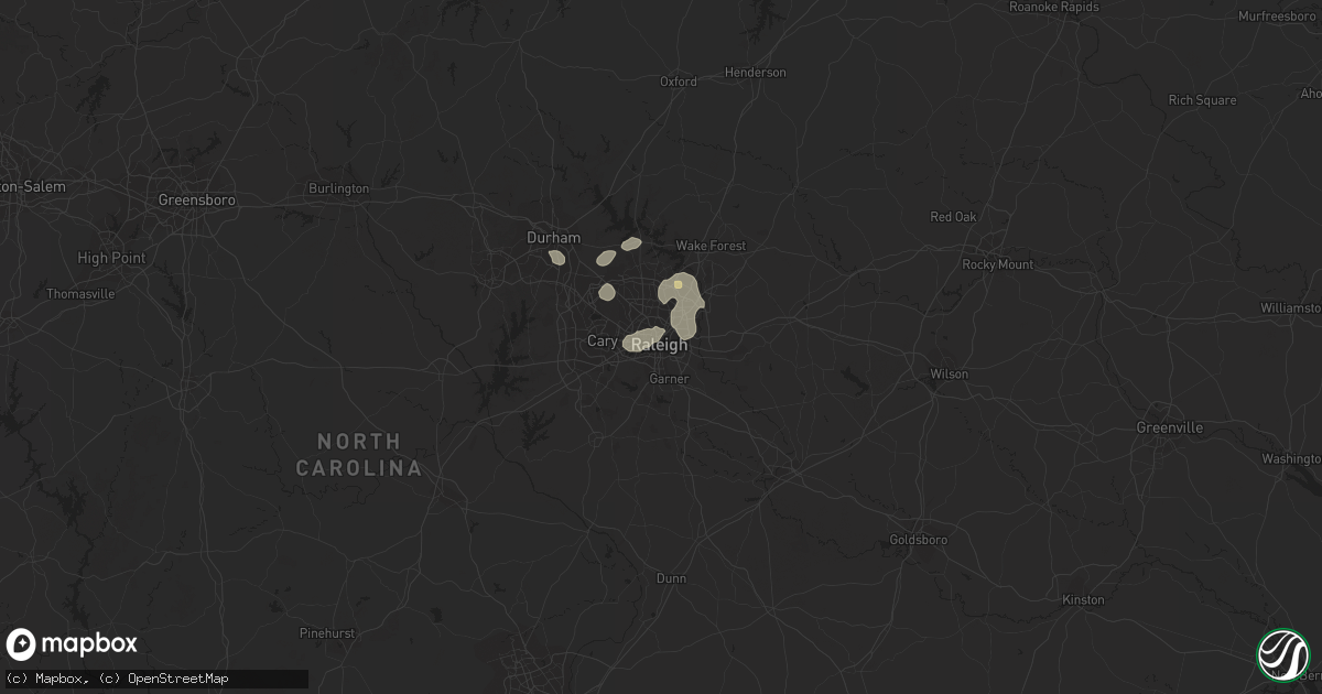 Hail map in Raleigh, NC on August 12, 2014
