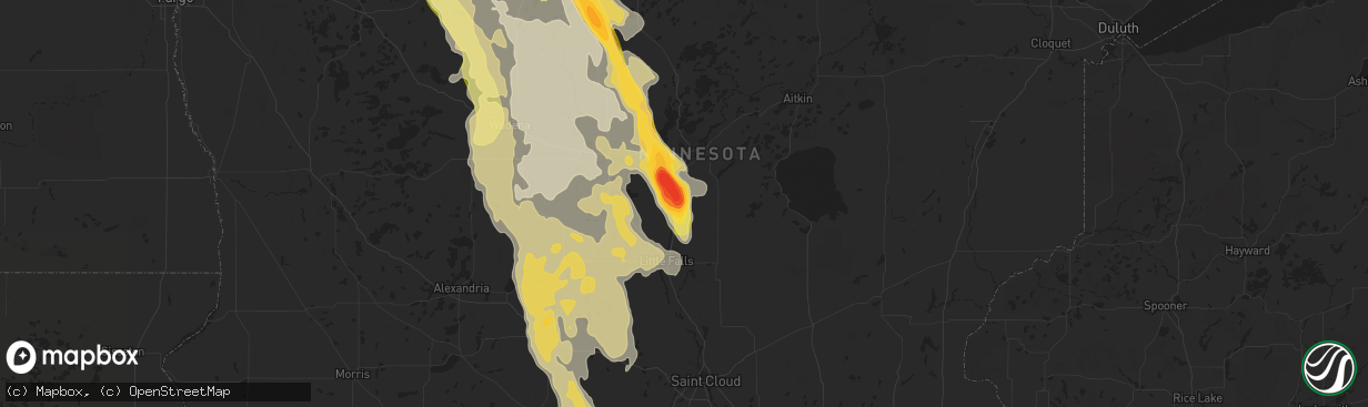 Hail map in Fort Ripley, MN on August 12, 2015