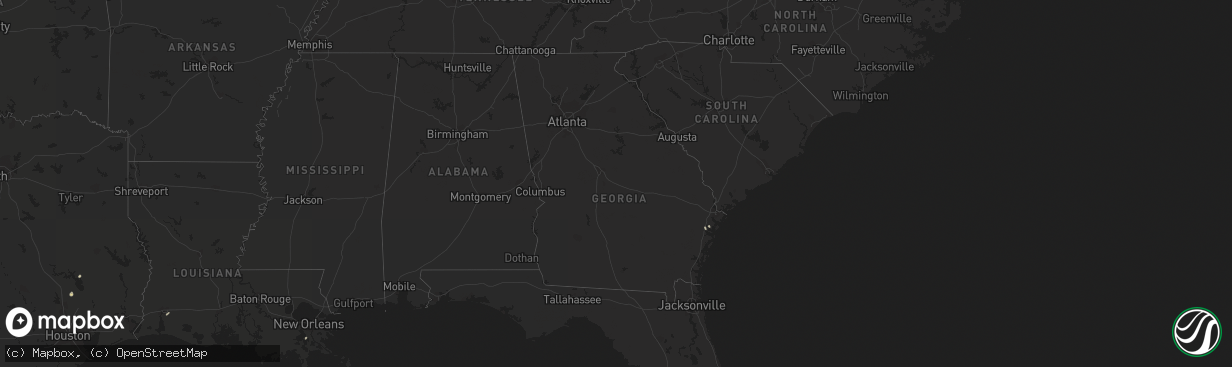 Hail map in Georgia on August 12, 2015