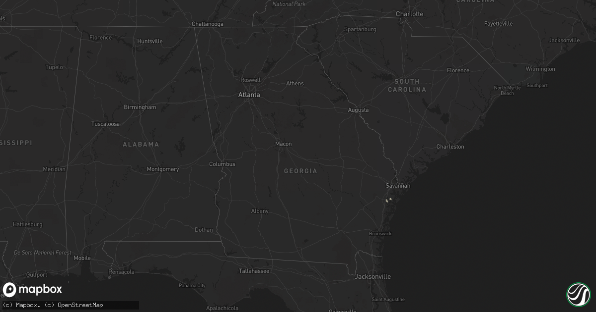 Hail map in Georgia on August 12, 2015