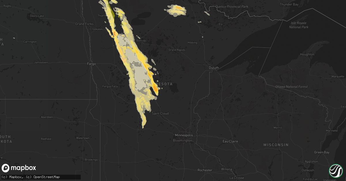 Hail map in Minnesota on August 12, 2015