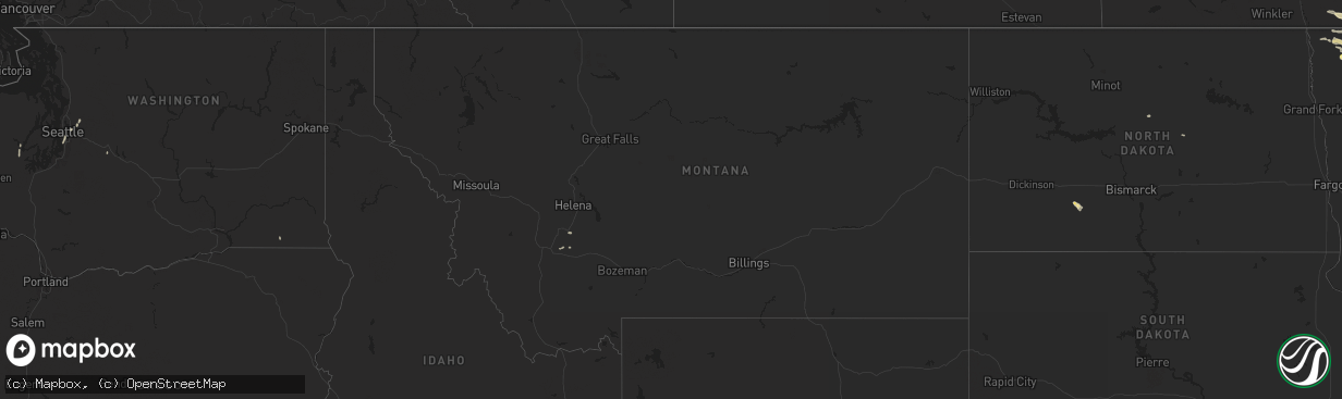 Hail map in Montana on August 12, 2015