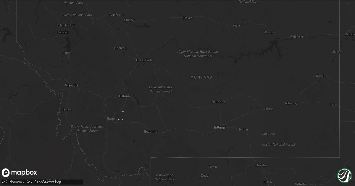 Hail map in Montana on August 12, 2015