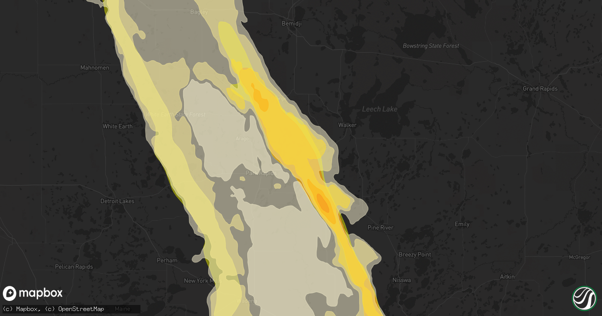 Hail map in Nevis, MN on August 12, 2015