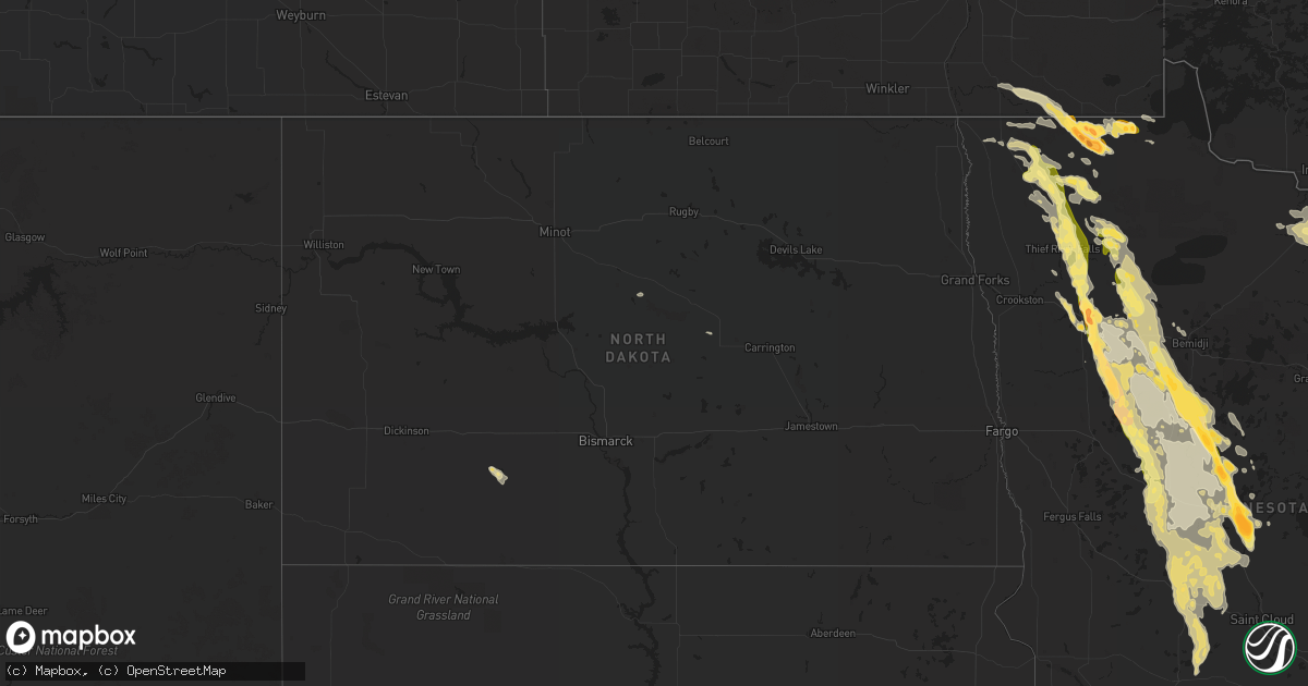 Hail map in North Dakota on August 12, 2015