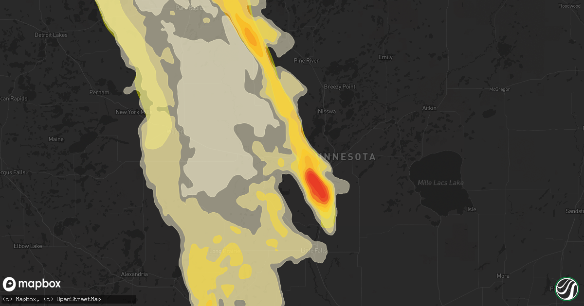 Hail map in Pillager, MN on August 12, 2015
