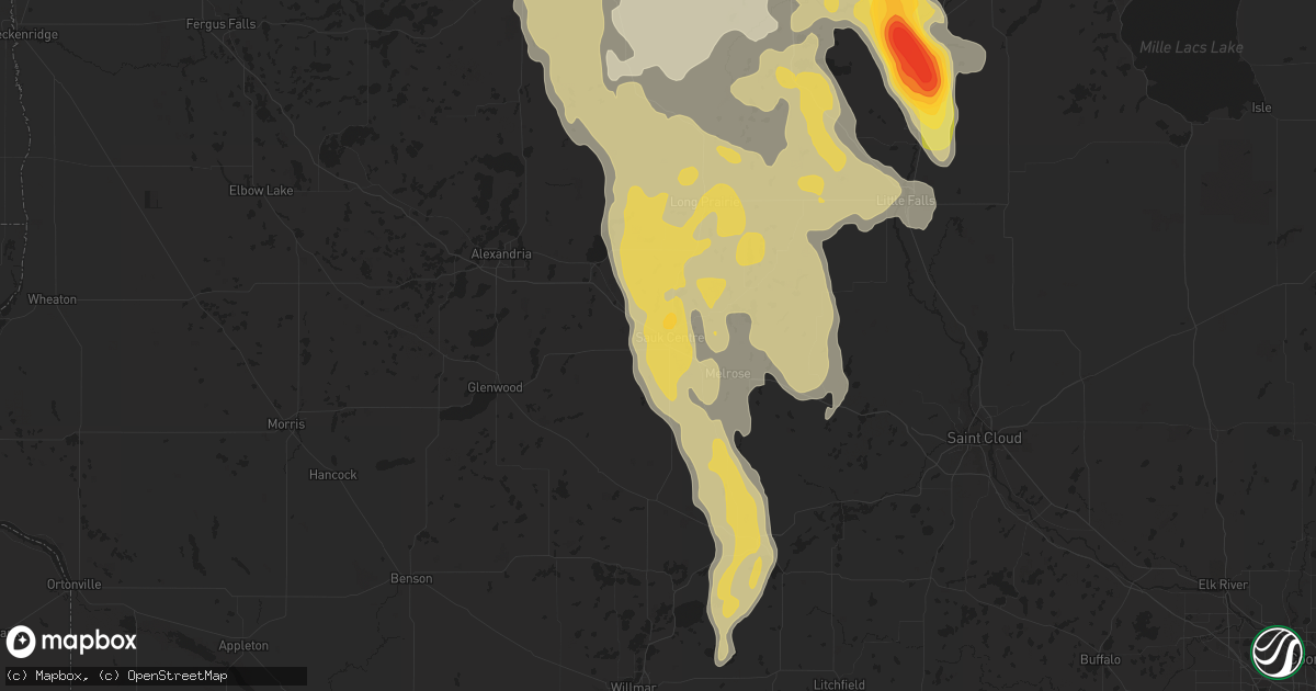 Hail map in Sauk Centre, MN on August 12, 2015