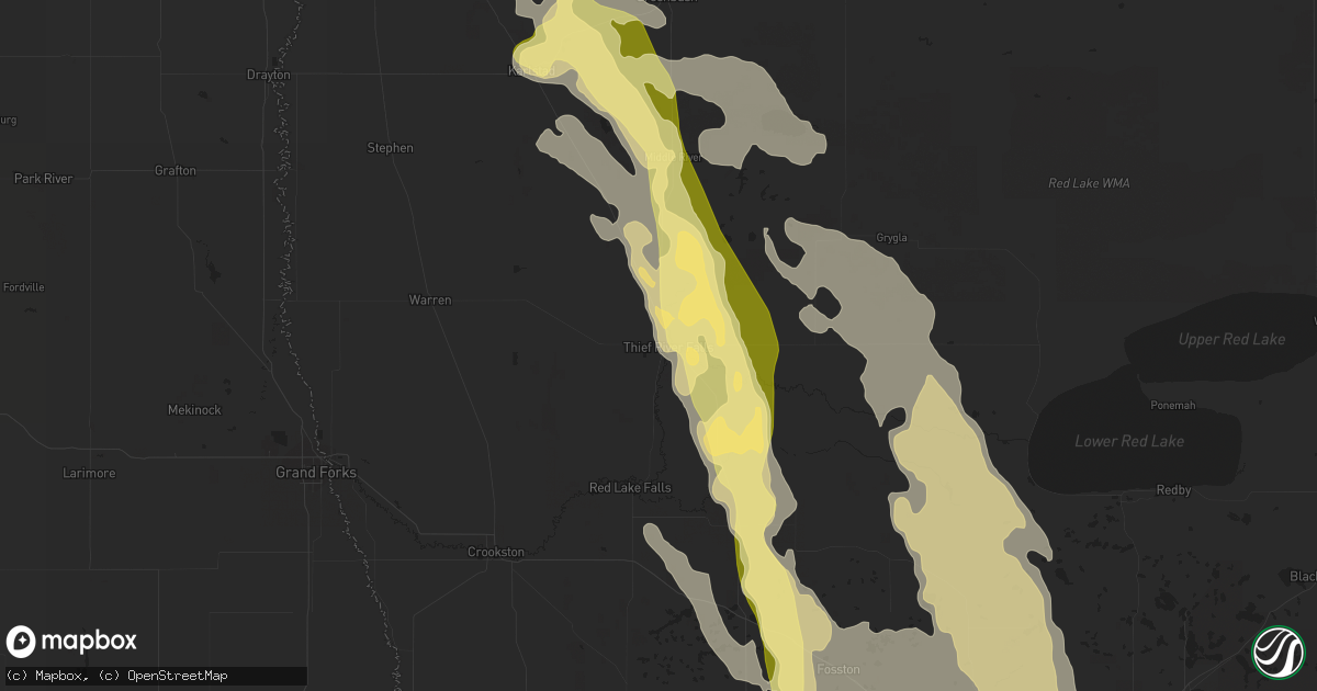 Hail map in Thief River Falls, MN on August 12, 2015