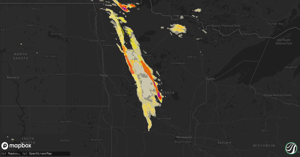 Hail map on August 12, 2015