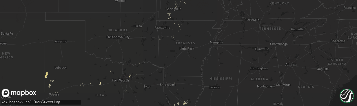 Hail map in Arkansas on August 12, 2016