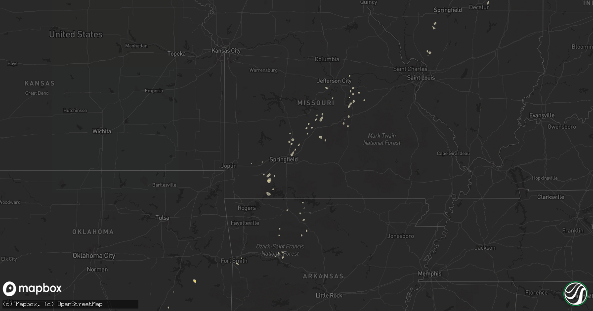 Hail map on August 12, 2016