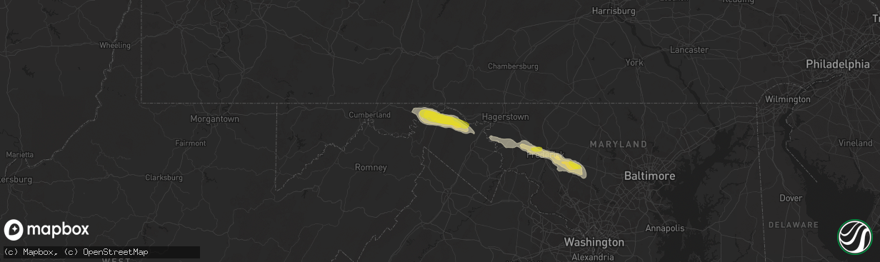 Hail map in Berkeley Springs, WV on August 12, 2017