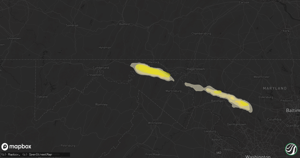 Hail map in Berkeley Springs, WV on August 12, 2017