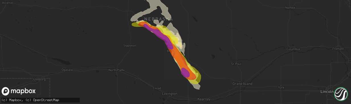 Hail map in Broken Bow, NE on August 12, 2017