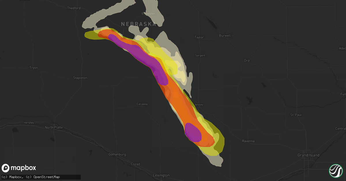 Hail map in Broken Bow, NE on August 12, 2017