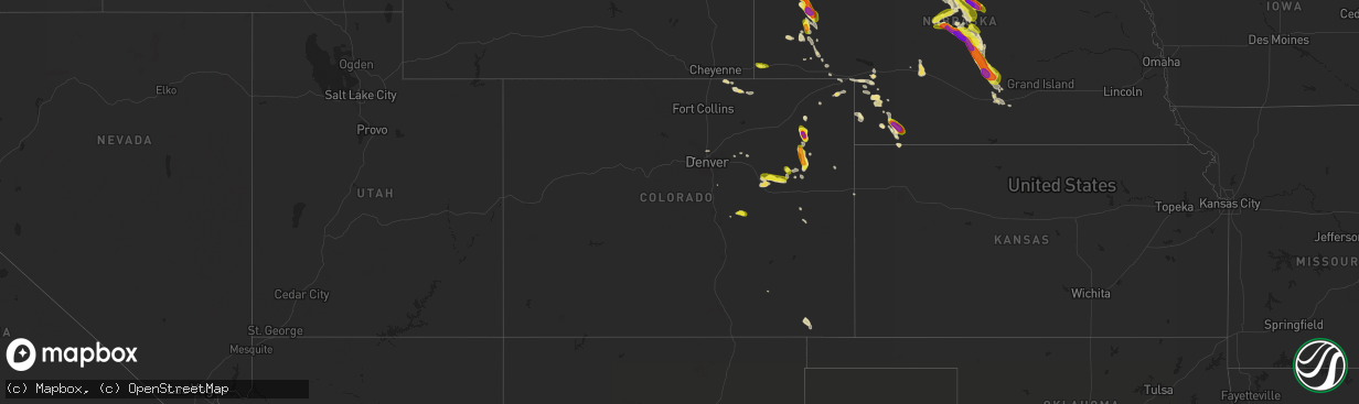 Hail map in Colorado on August 12, 2017