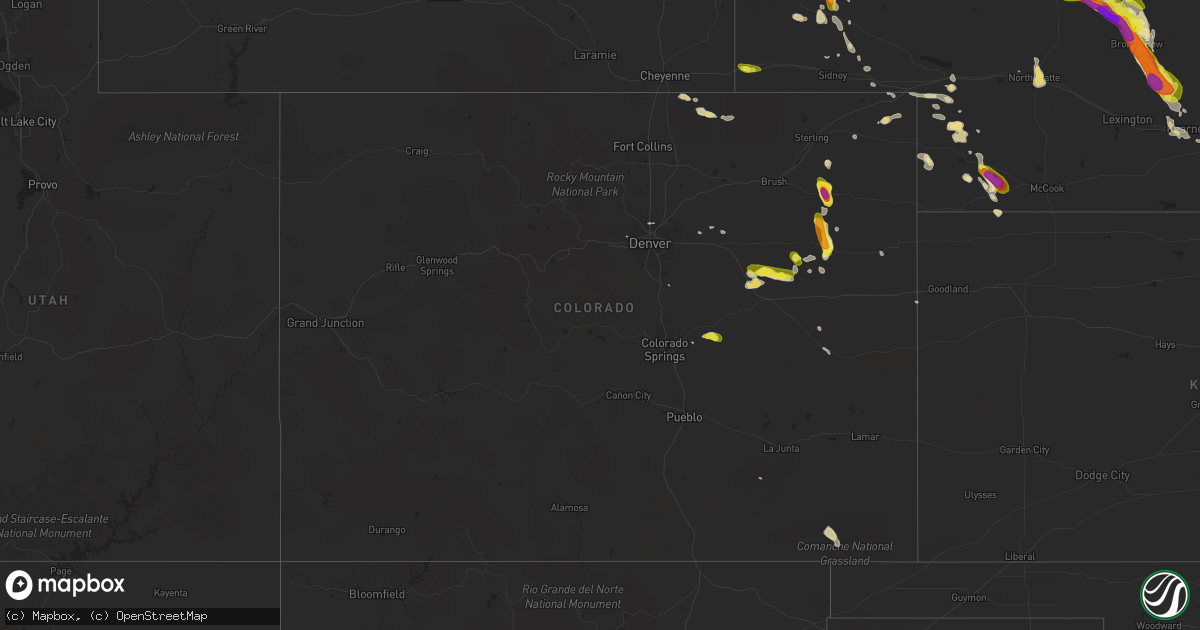 Hail map in Colorado on August 12, 2017