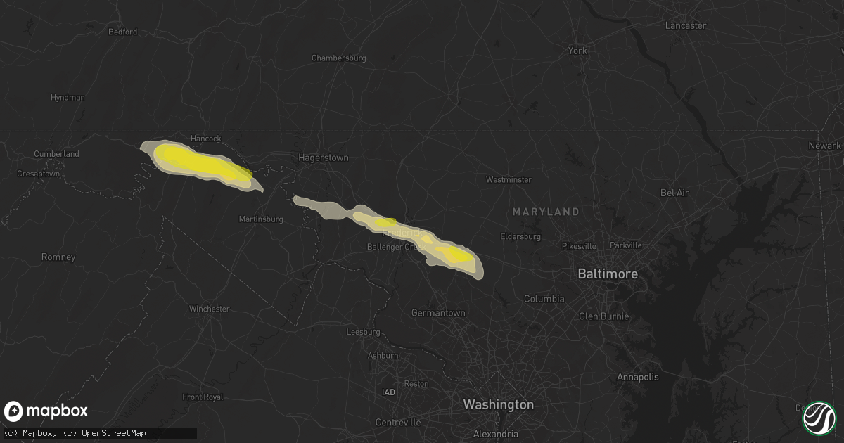 Hail map in Frederick, MD on August 12, 2017