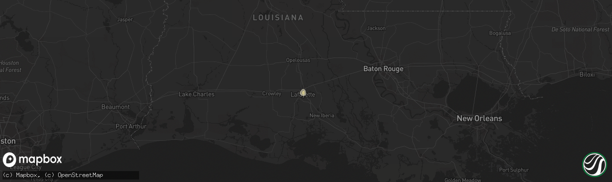 Hail map in Lafayette, LA on August 12, 2017