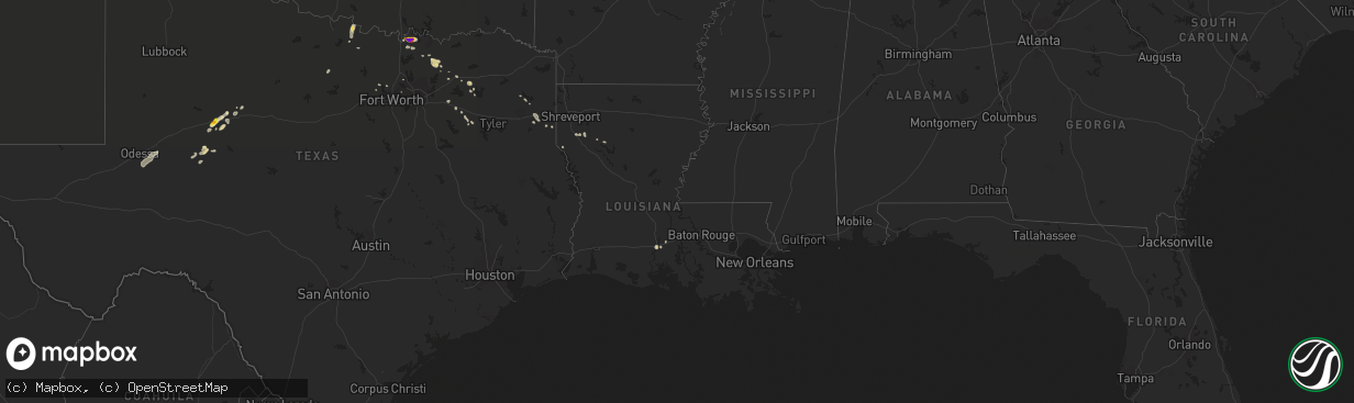 Hail map in Louisiana on August 12, 2017