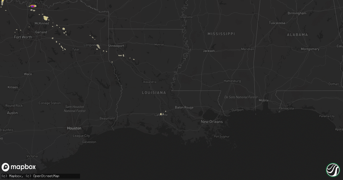 Hail map in Louisiana on August 12, 2017