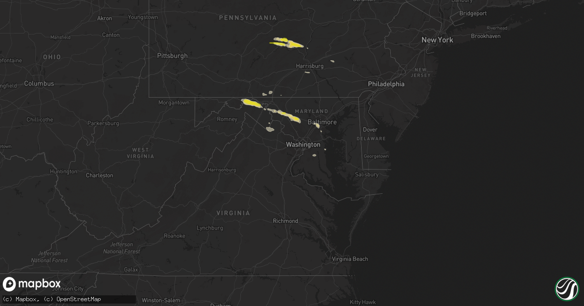 Hail map in Maryland on August 12, 2017