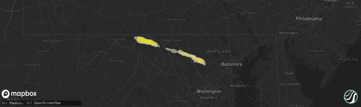 Hail map in Middletown, MD on August 12, 2017