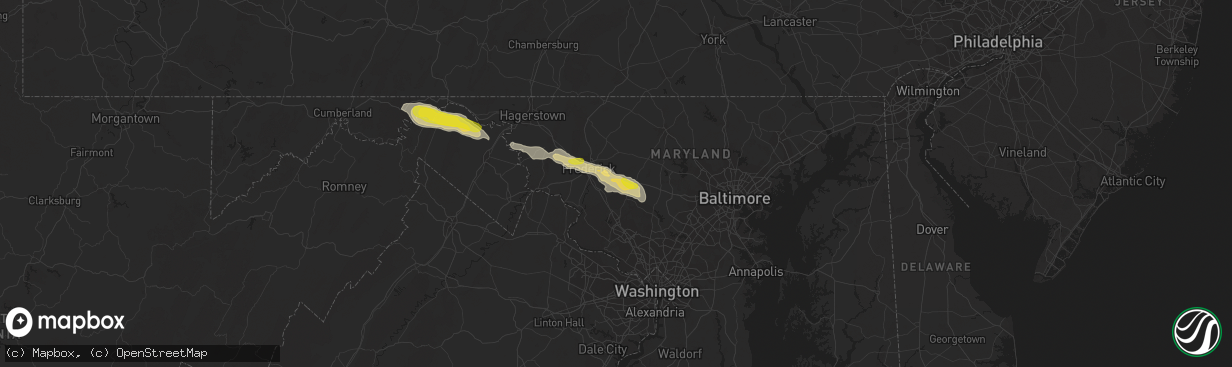 Hail map in Monrovia, MD on August 12, 2017