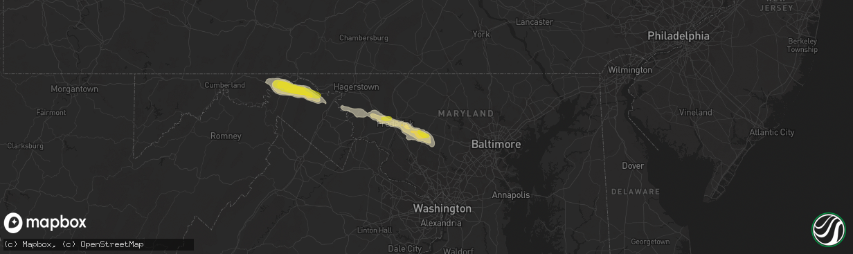 Hail map in Mount Airy, MD on August 12, 2017