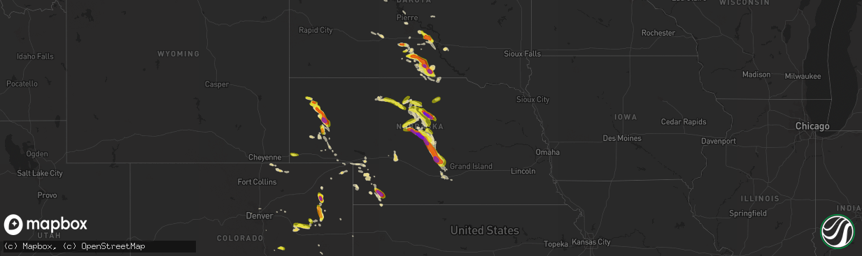 Hail map in Nebraska on August 12, 2017