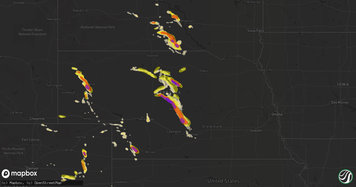 Hail map in Nebraska on August 12, 2017