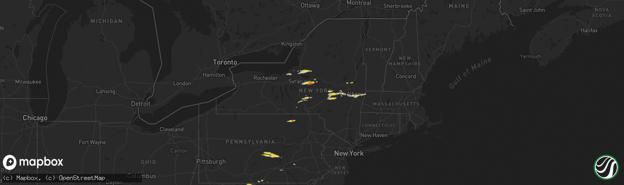 Hail map in New York on August 12, 2017