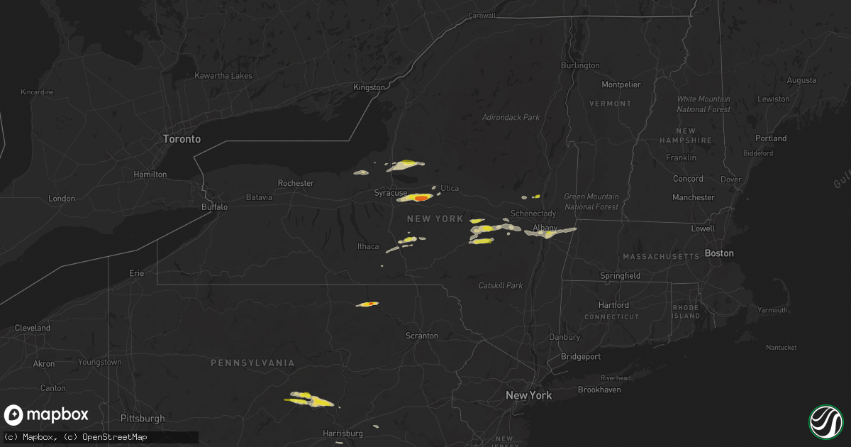Hail map in New York on August 12, 2017