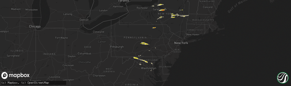 Hail map in Pennsylvania on August 12, 2017