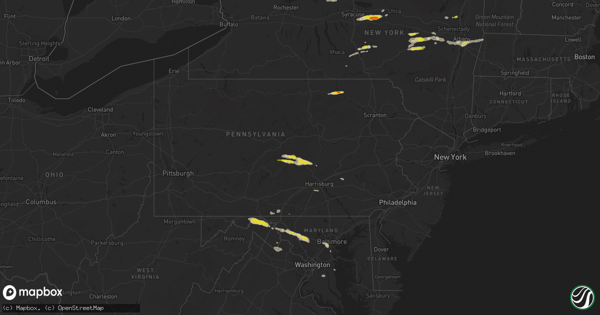 Hail map in Pennsylvania on August 12, 2017