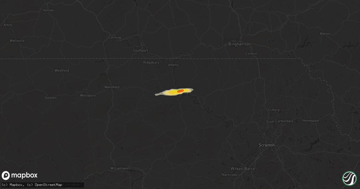 Hail map in Towanda, PA on August 12, 2017