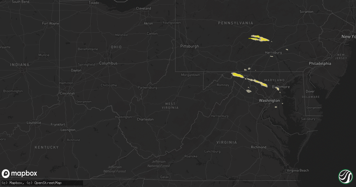 Hail map in West Virginia on August 12, 2017
