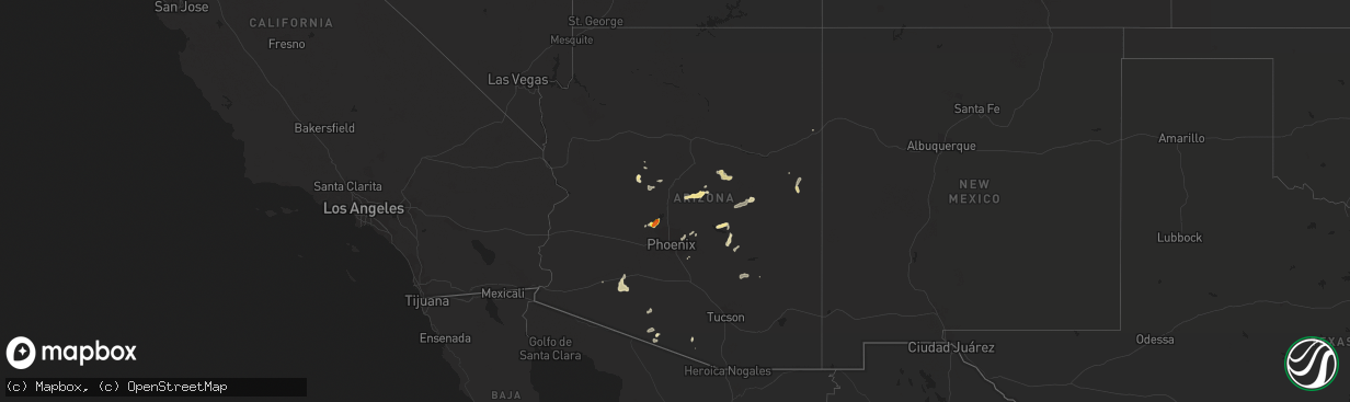 Hail map in Arizona on August 12, 2018