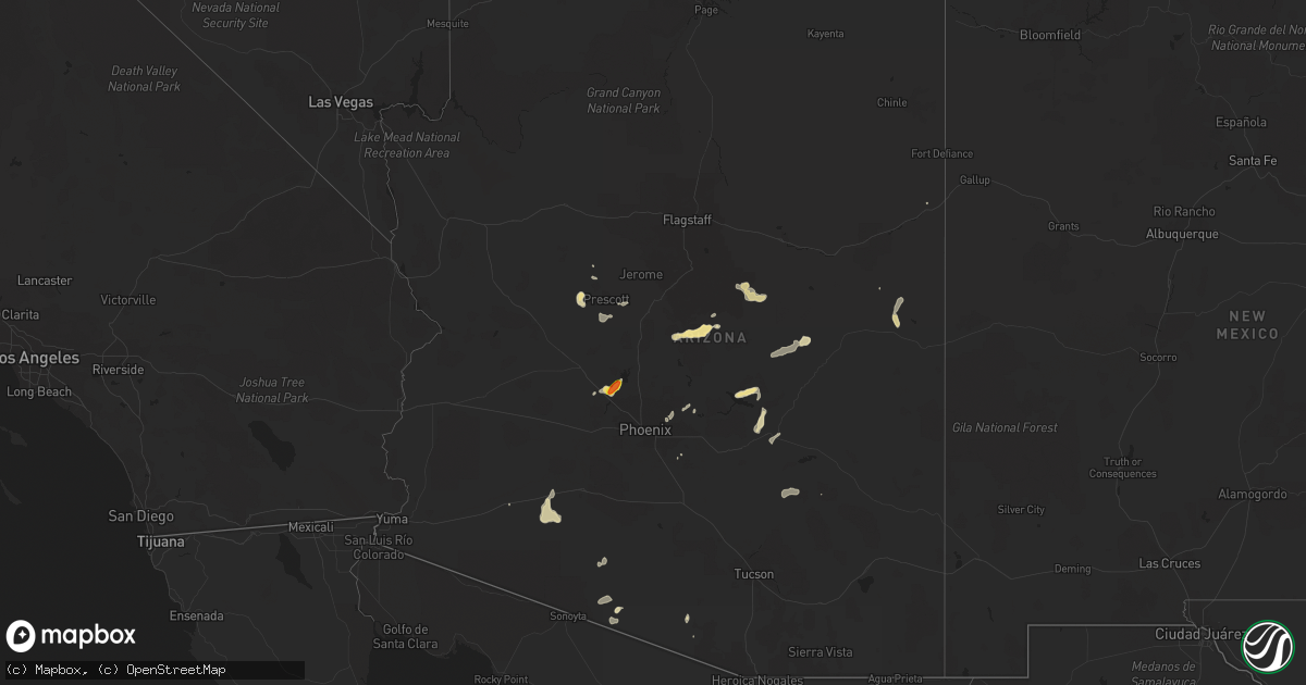 Hail map in Arizona on August 12, 2018