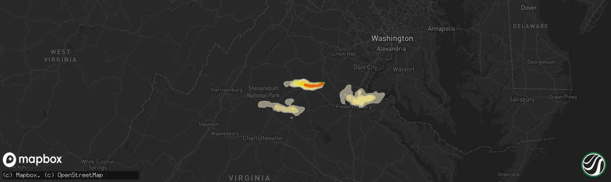 Hail map in Culpeper, VA on August 12, 2018